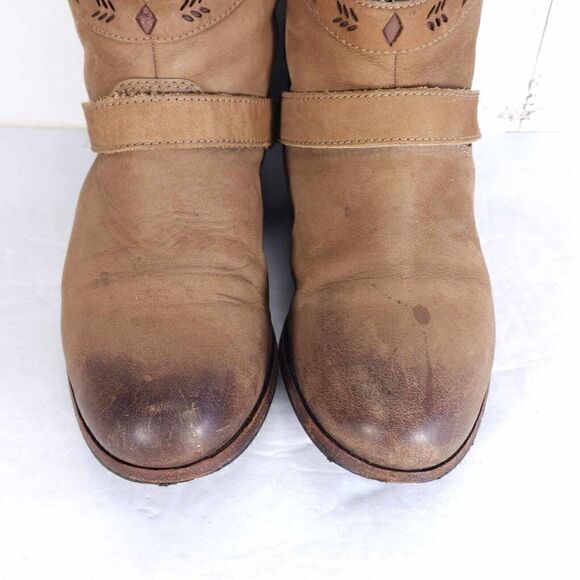 UGG Women's Austin US 6,5 Brown Leather Sheepskin Insole Western Ankle Boots - Picture 3 of 12